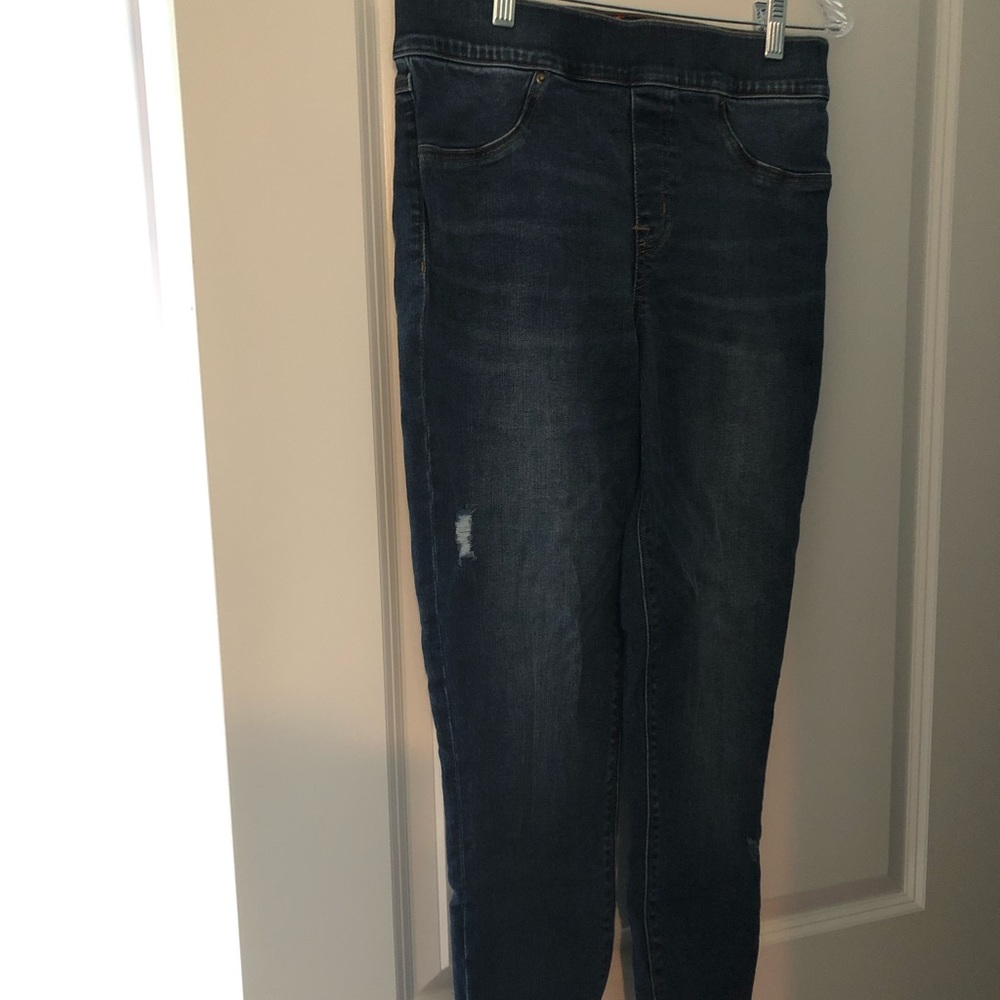 Spanx skinny jeans with distressing